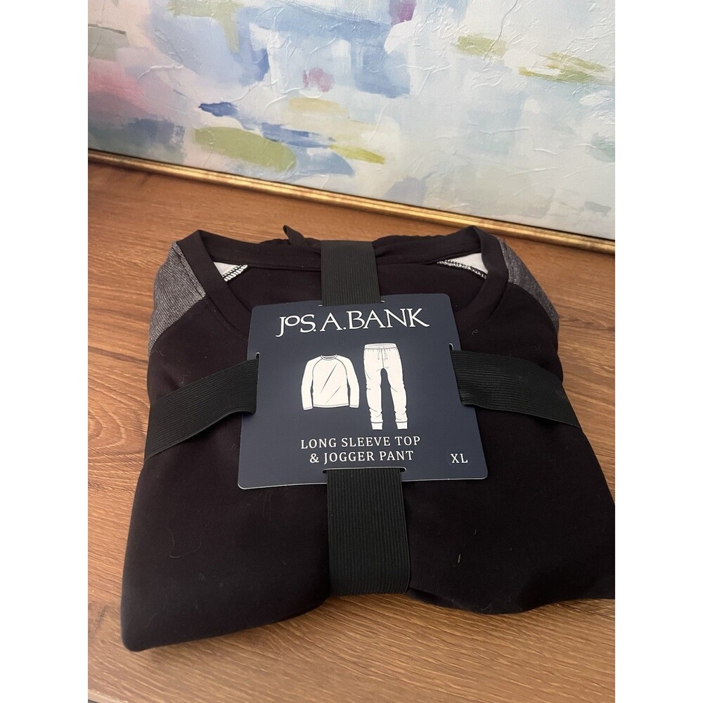 Jos A Bank Mens XL Lounge Set Pajama Jogger Pants Shirt NWT Black Comfort